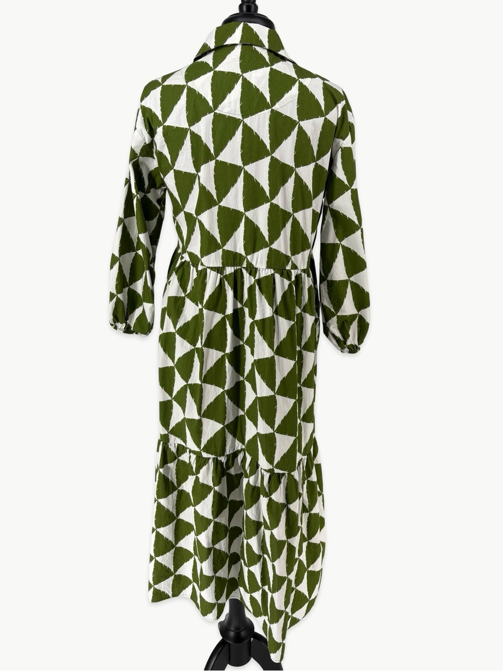 Maeve Bettina Cotton Midi Shirtdress Size Medium Tiered Green Cotton - Picture 6 of 12